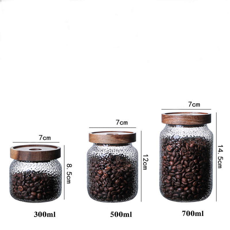 Acacia Food Coffee Bean Tea Glass Storage Jar