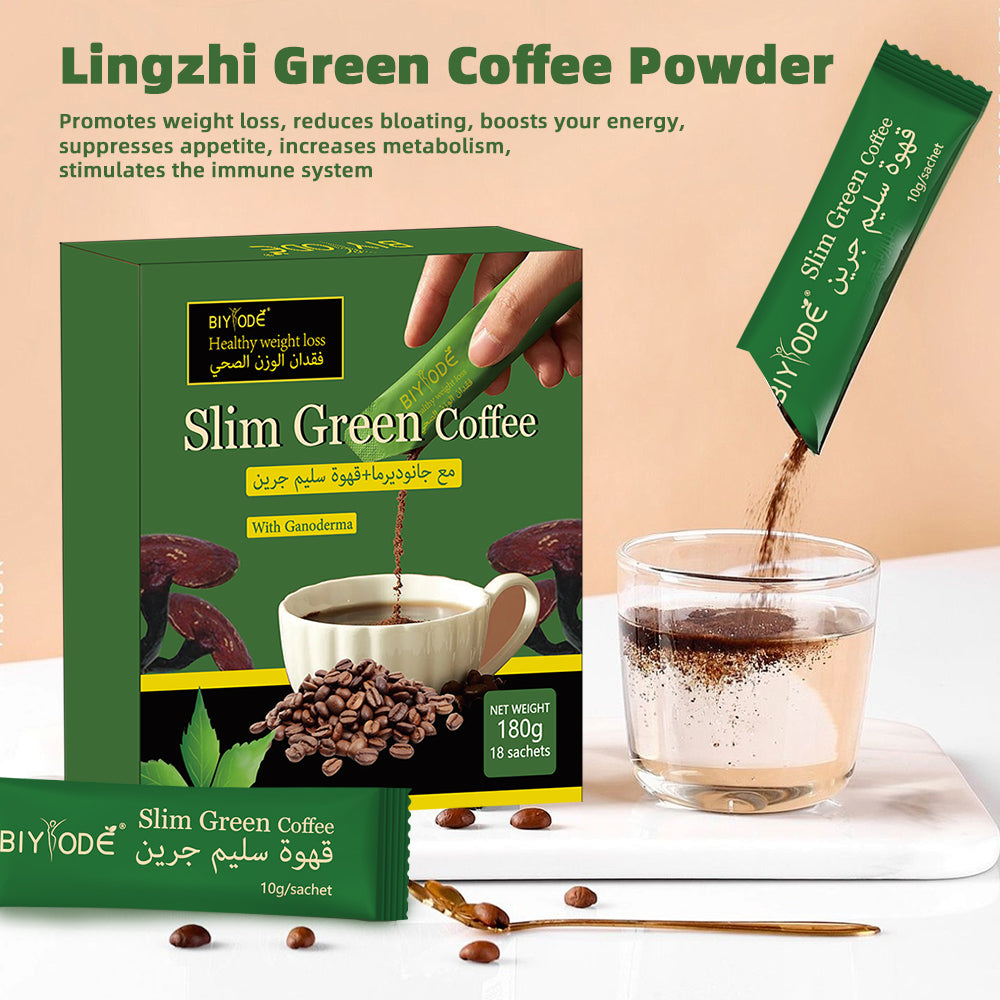 Private Label Slim Green Coffee Ganoderma Herbal Coffee Powder Custom OEM ODM Instant Slimming Coffee ISO HACCP Approved Suppress Appetite Boost Energy Detox Cleanse Fat Burning Coffee Wholesale