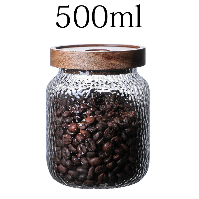 Acacia Food Coffee Bean Tea Glass Storage Jar
