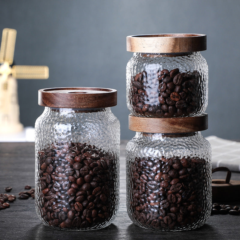 Acacia Food Coffee Bean Tea Glass Storage Jar